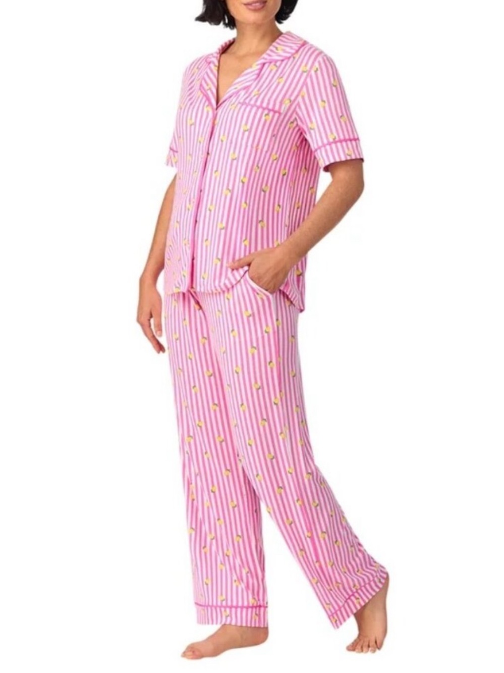 Room Service Pink and White Lemon Pajama Set